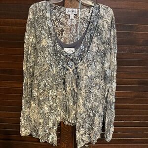NEW Joseph Ribkoff 2 piece Sequin Lace Tank Cardigan U.S. Size 18 (UK 20) Sheer